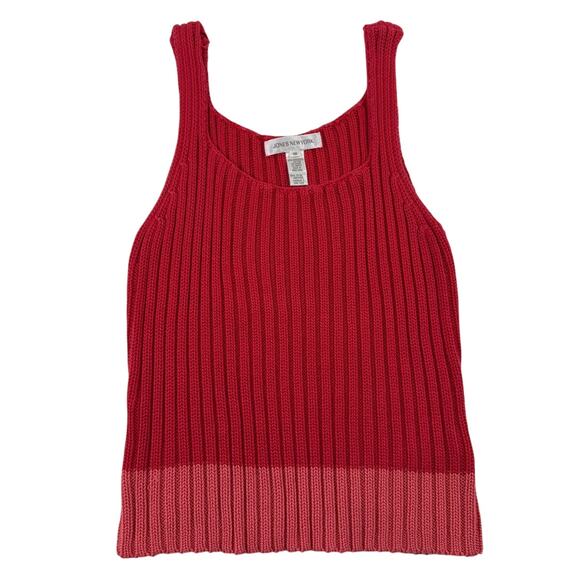 Y2K Coral/Salmon Ribbed Knit Sweater Coastal Tank Top - Picture 1 of 5